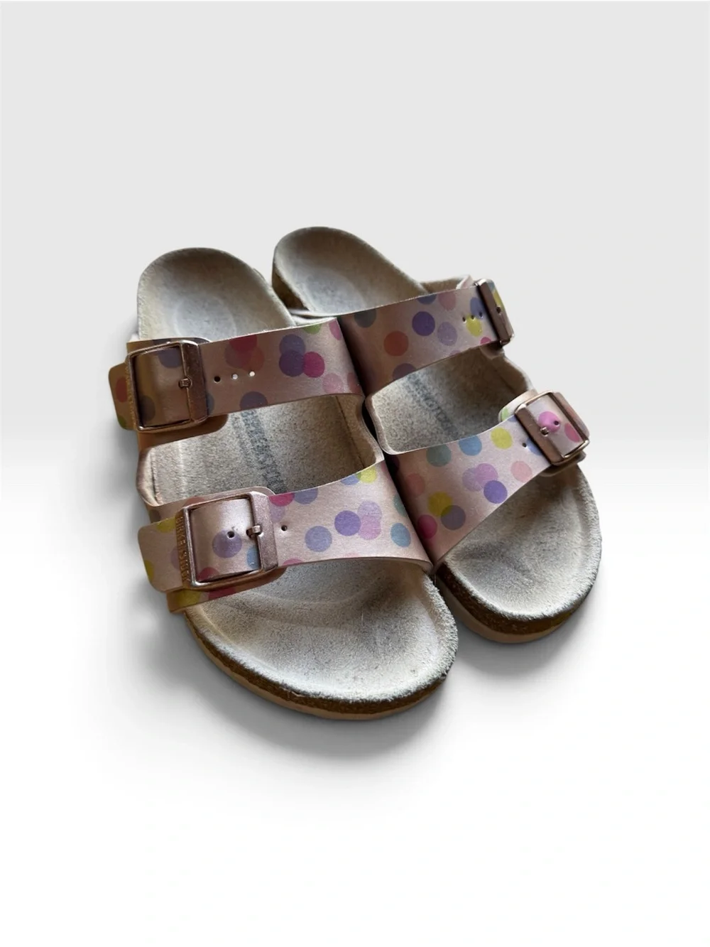 EUC Birkenstock Arizona Kids Metallic Polka Dot Sandals (34 / Big Kids 3-3.5)